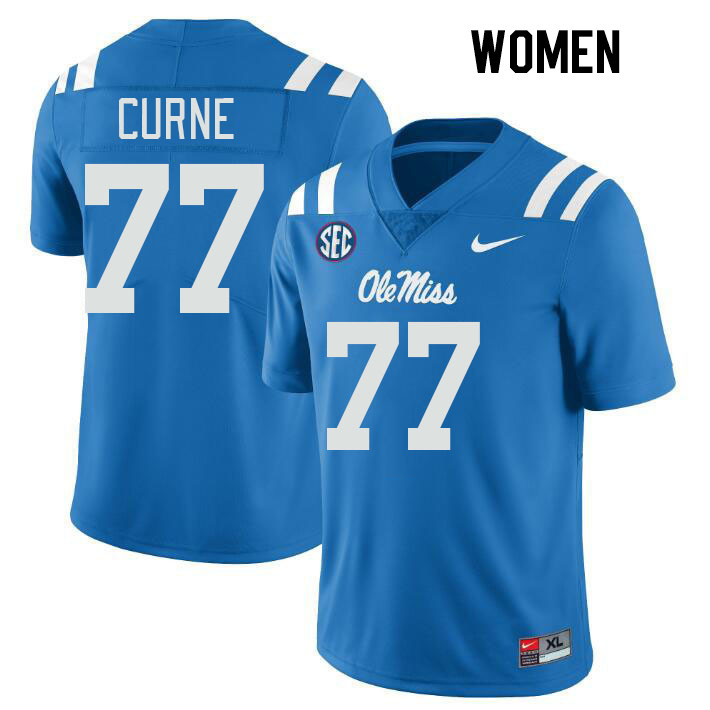Women #77 Victor Curne Ole Miss Rebels College Football Jerseys Stitched Sale-Power Blue